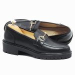 Mocassins classique slip-on en cuir noir femmes 118