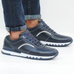 Basket Casual en cuir Bleu RE01