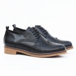 Derbies femmes en cuir noir C02