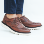 Chaussures Richelieu en cuir tabac Hight Quality 1245