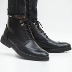 bottines homme en cuir noir semelle légère Hight Quality