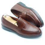 Chaussures SLIP-ON College Hight Quality en cuir marron 98Y