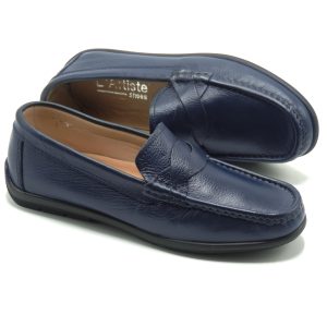 Mocassins Hommes en cuir grainé bleu marine K1 Hight Quality