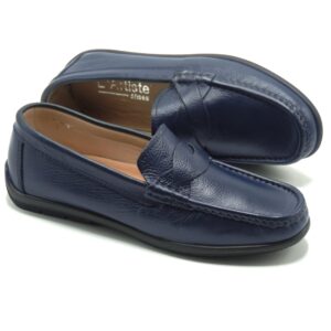 Mocassins Hommes en cuir grainé bleu marine K1 Hight Quality