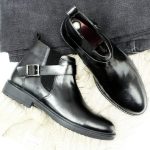 bottines homme en cuir noir KB03 Hight Quality