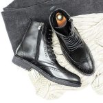 bottines homme en cuir noir KB02 Hight Quality