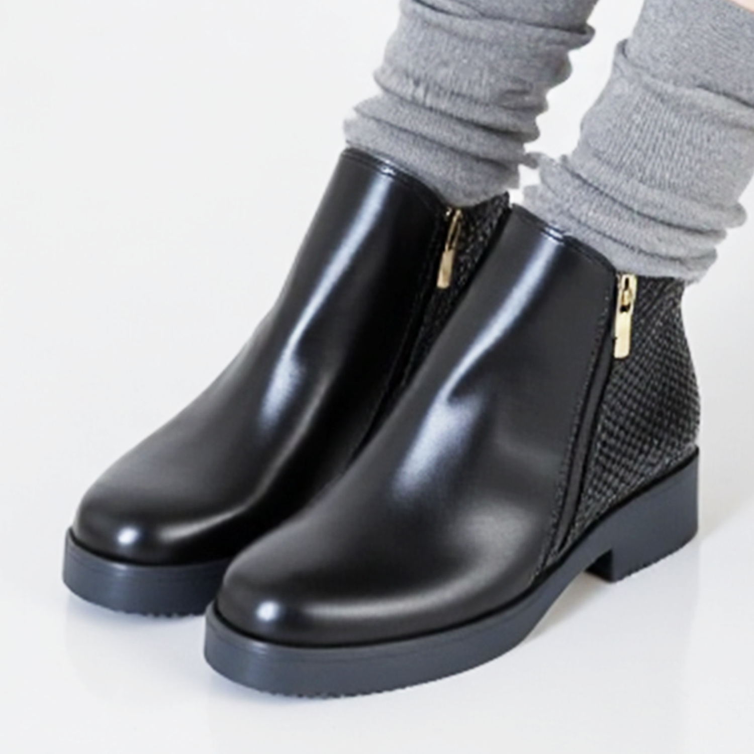 bottes femme en cuir noir 449 - Image 2