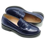 Mocassins College cuir en Démasquable bleu femmes 116
