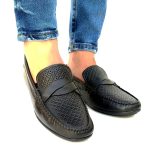 Mocassins Hommes en cuir noir i01 Hight Quality