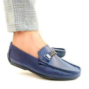 MOCASSINS A Hommes en cuir BLEU IS77 Hight Quality