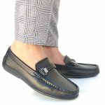 MOCASSINS A Hommes en cuir noir IS77 Hight Quality