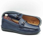 MOCASSINS A BOUCLES Hommes en Cuir Bleu B478 Hight QualitY