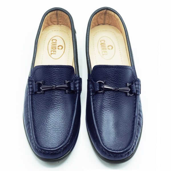 MOCASSINS A BOUCLES Hommes en Cuir Bleu B478 Hight QualitY