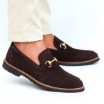 Chaussures À boucle en daim marron KD574