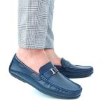 Moccasins Hight Quality en cuir bleu 2002