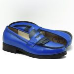 Mocassins college en cuir bleu roi Mustache femmes MR78