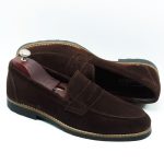 Chaussures college en daim marron