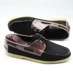 Chaussures Bateau cuir nubuck noir et marron
