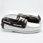 Chaussures Bateau en cuir blanc et marron