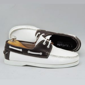 Chaussures Bateau en cuir blanc et marron