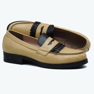 Mocassins college en cuir Biege Mustache femmes MR78