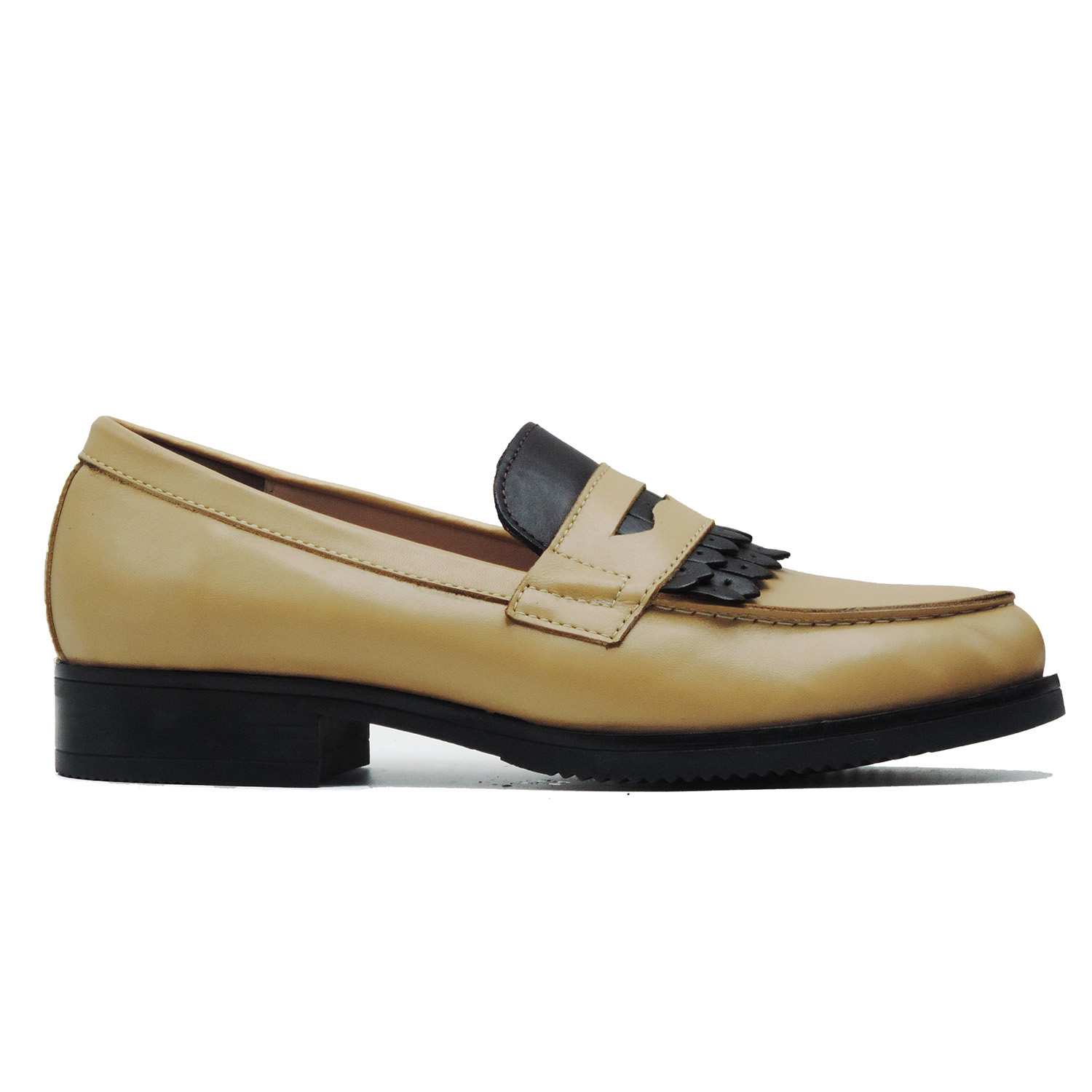 Mocassins college en cuir Biege Mustache femmes MR78 - Image 3
