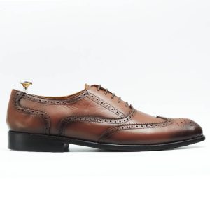 british style brogue shoes en cuir Tabac