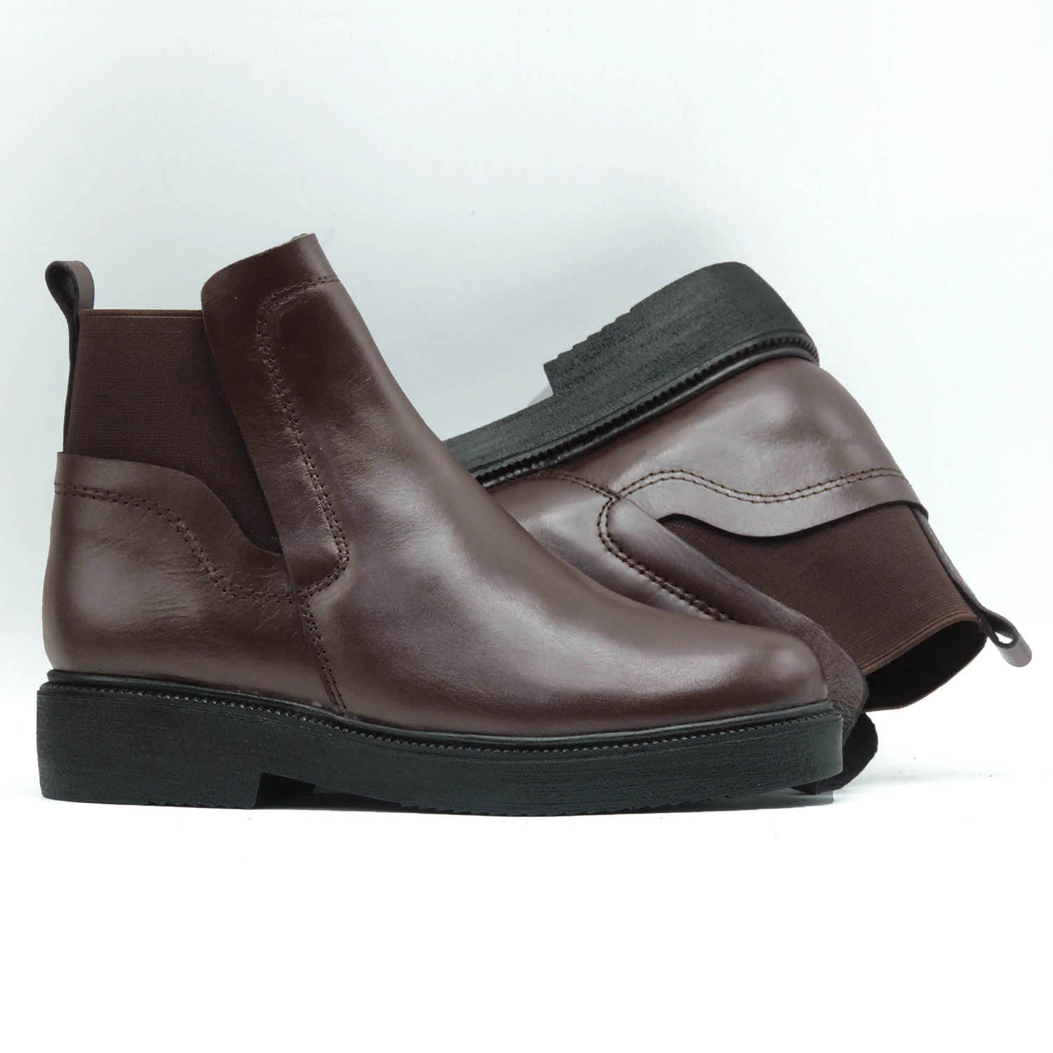 bottines femme en cuir marron 448stm - Image 2